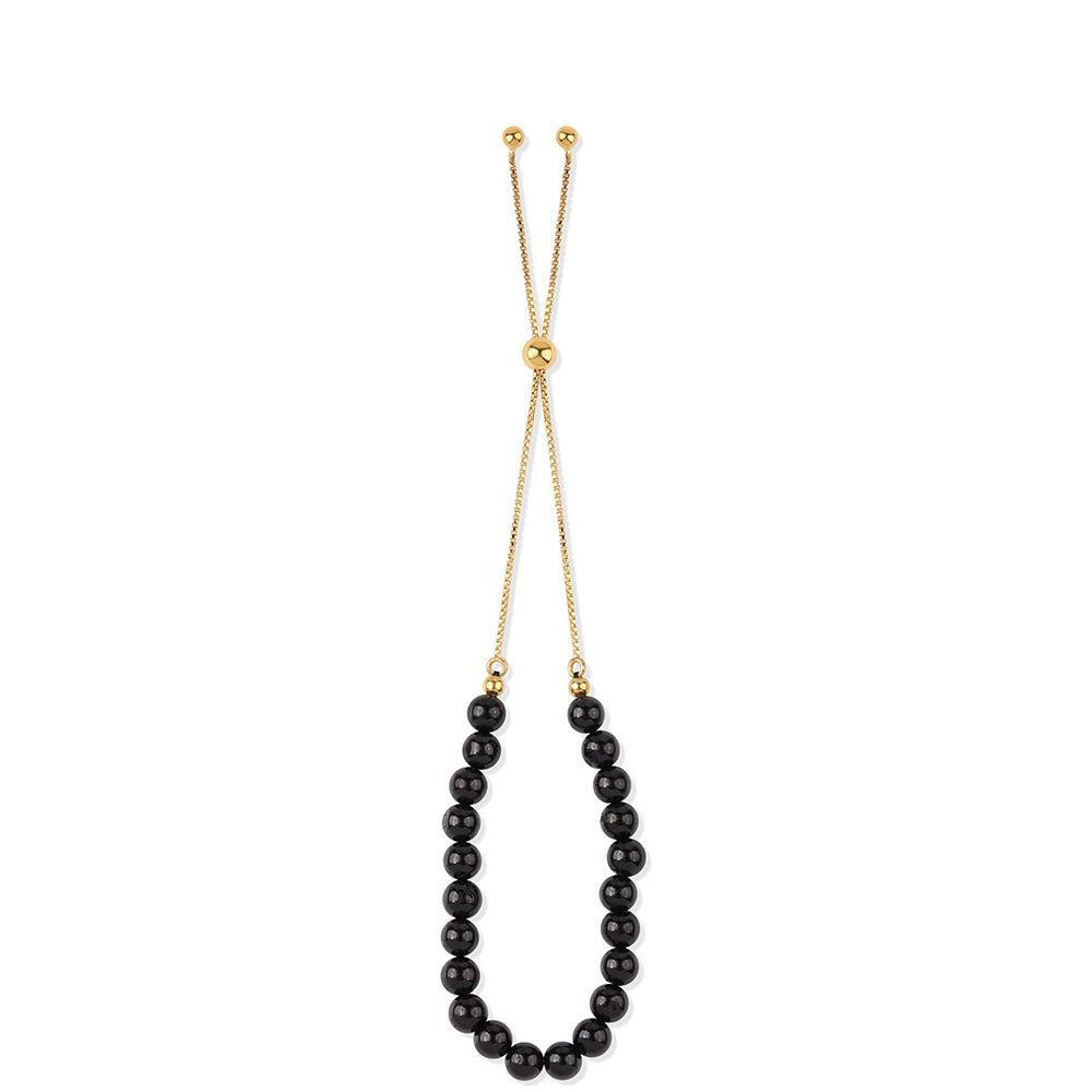 Pulsera de Plata Bañada en Oro con Espinela Negra 3 