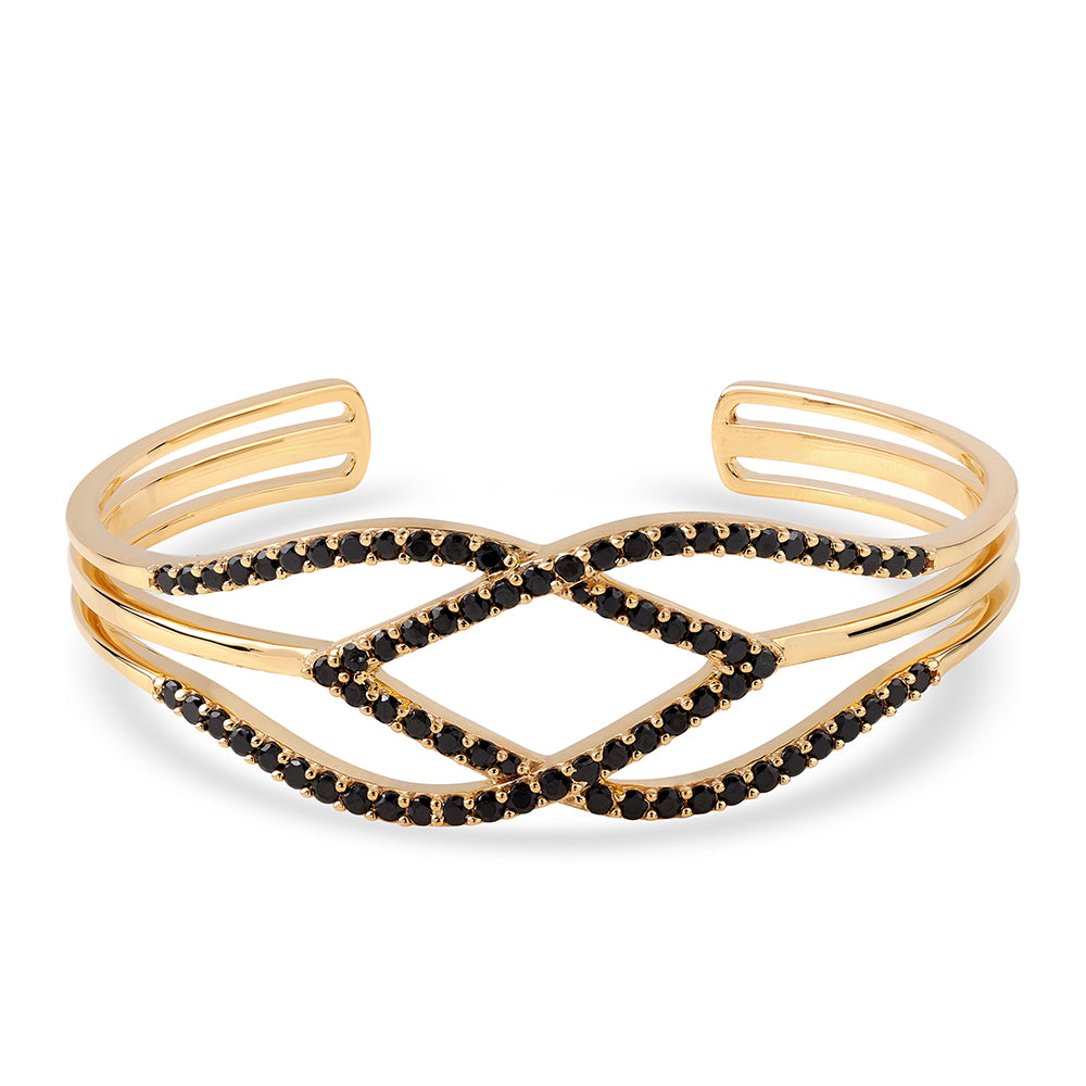 Pulsera de Plata Bañada en Oro con Espinela Negra 1 