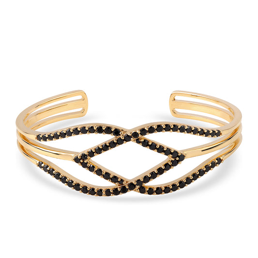 Pulsera de Plata Bañada en Oro con Espinela Negra