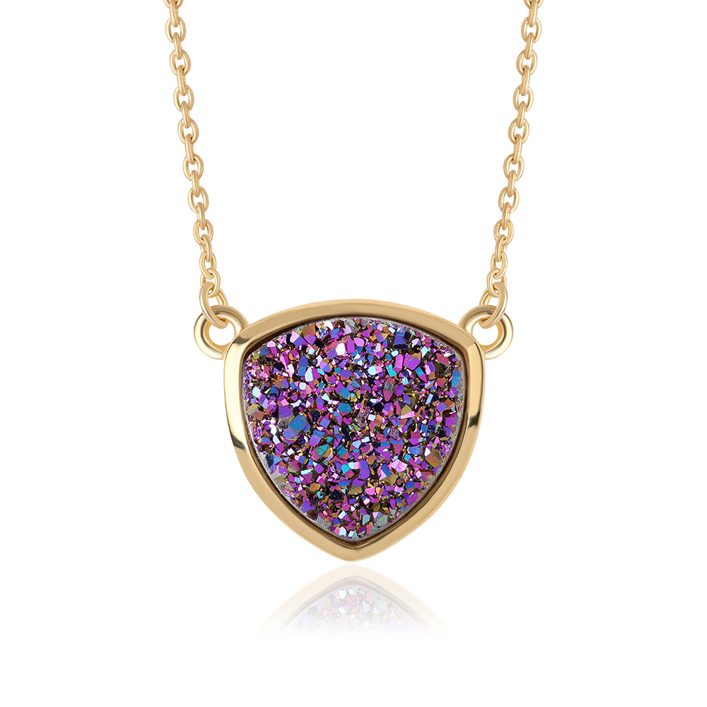 Collar de Plata Bañada en Oro con Drusa Purpura 1 