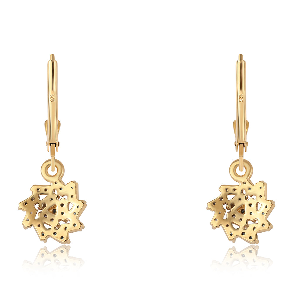 Pendientes de Plata Bañada en Oro con Diamante Azul y Diamante blanco 3 