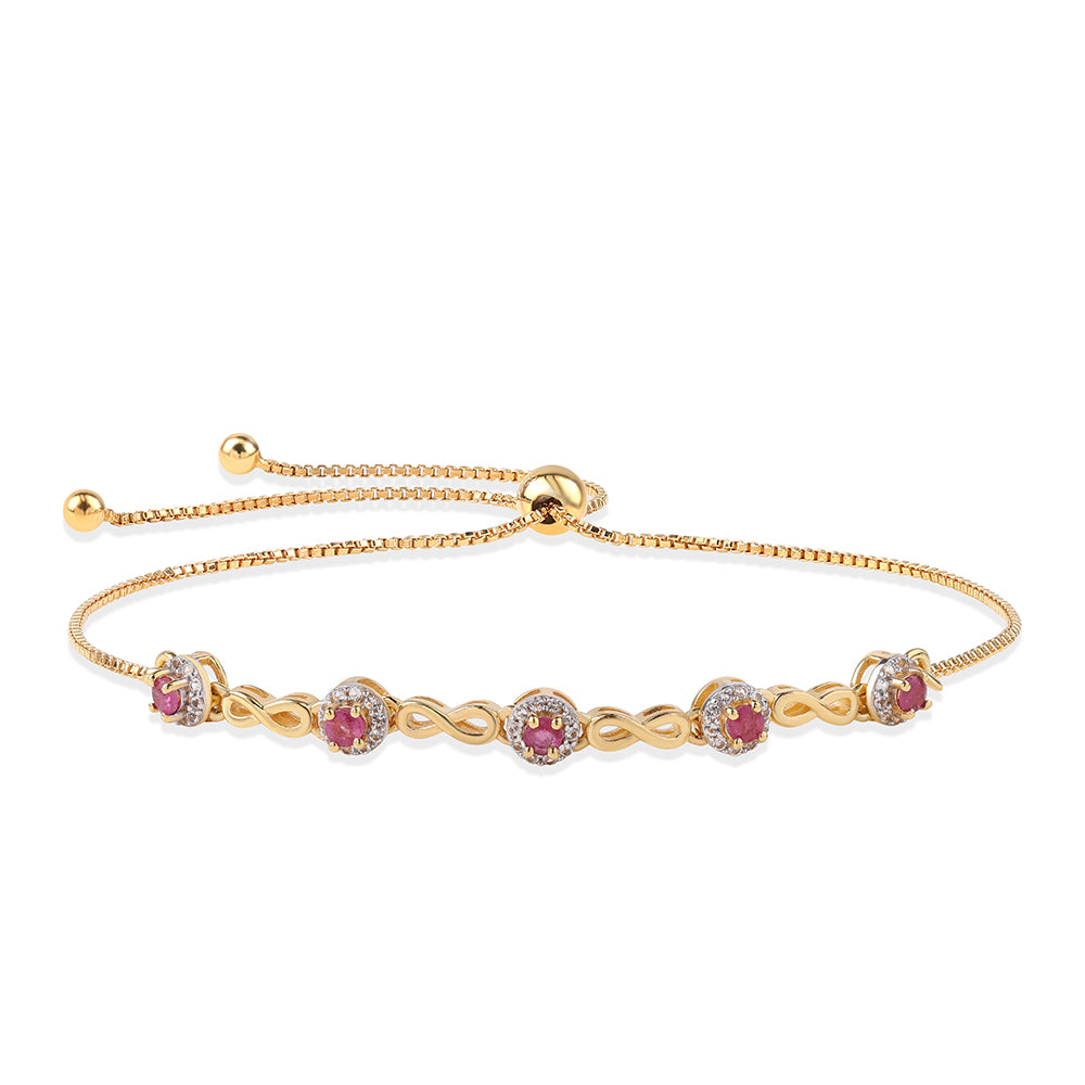 Pulsera de Plata Bañada en Oro con Rubí de Mozambique y Topacio Blanco 1 
