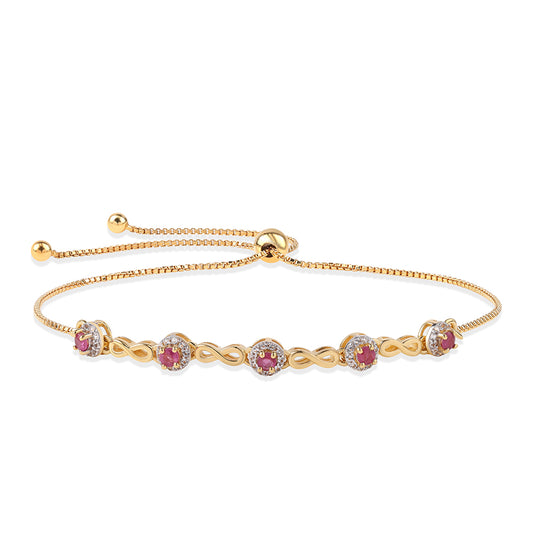 Pulsera de Plata Bañada en Oro con Rubí de Mozambique y Topacio Blanco