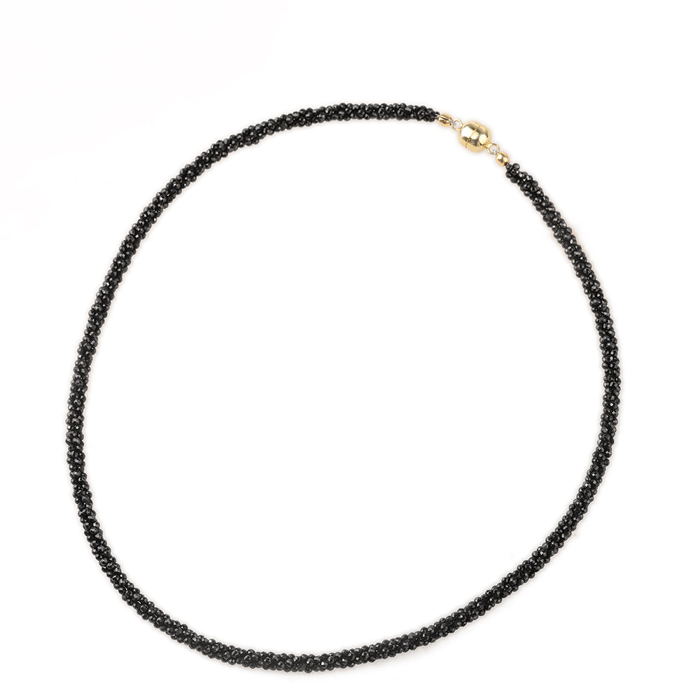 Collar de Plata Bañada en Oro con Espinela Negra 1 