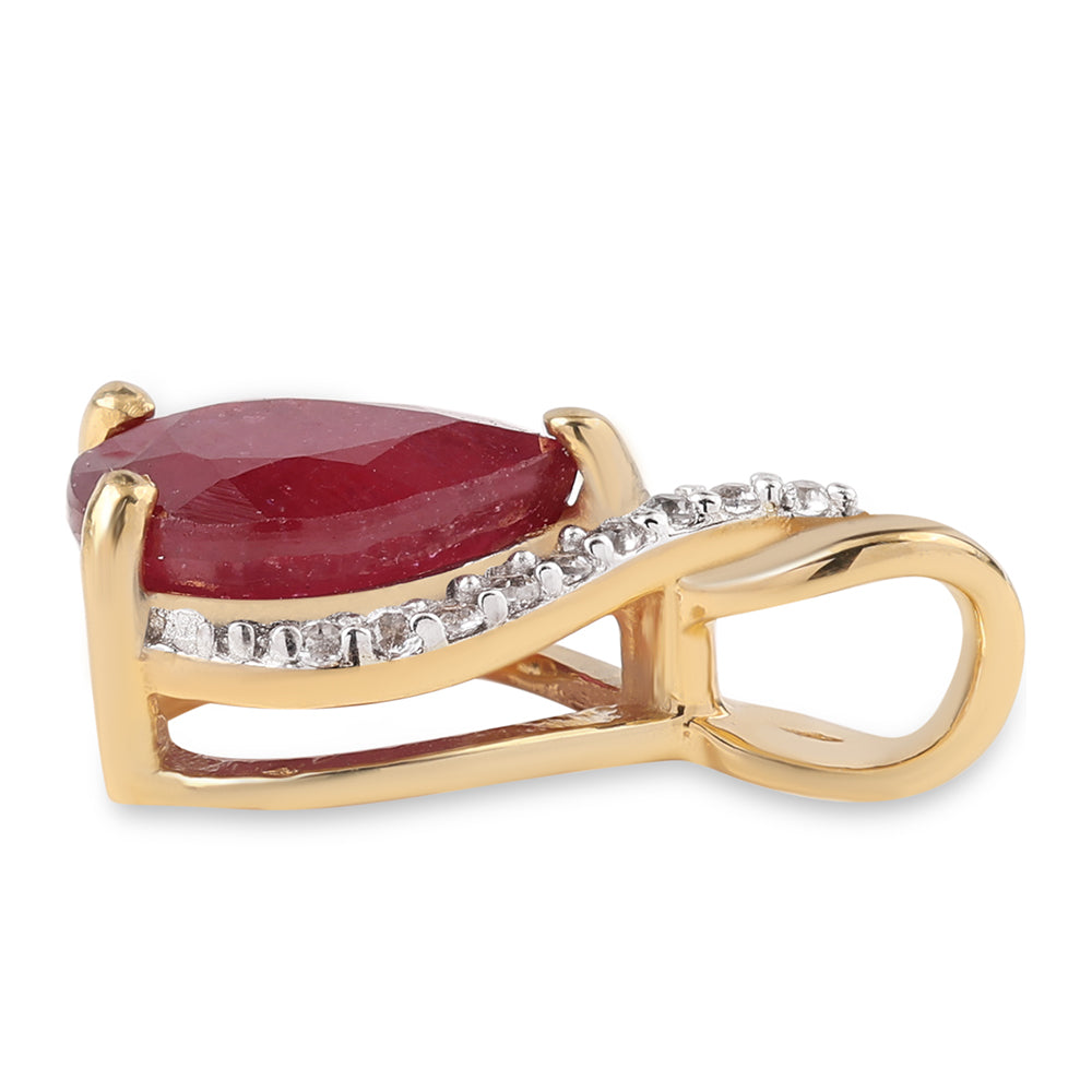 Colgante de Plata Bañada en Oro con Rubí de Mozambique y Topacio Blanco 2 