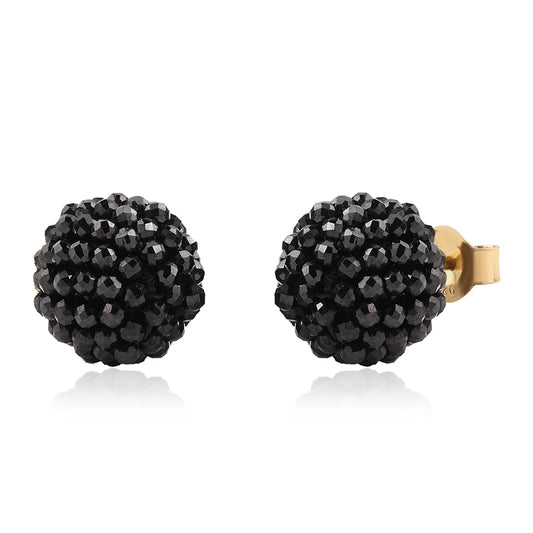 Pendientes de Plata Bañada en Oro con Espinela Negra