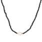 Collar de Plata Bañada en Oro con Espinela Negra y Perla blanca de agua dulce