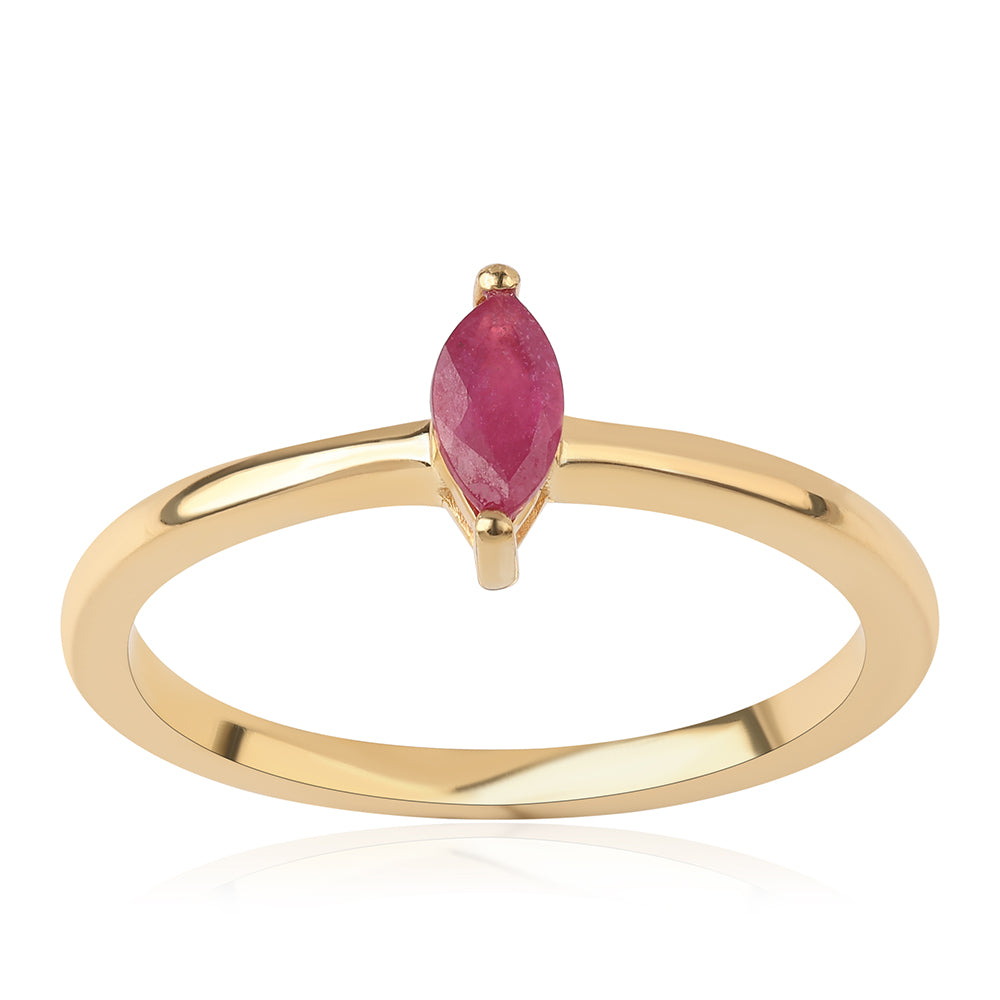 Anillo de Plata Bañada en Oro con Rubí de Mozambique 1 
