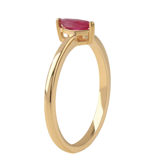 Anillo de Plata Bañada en Oro con Rubí de Mozambique