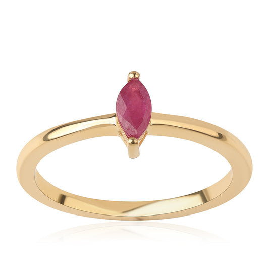 Anillo de Plata Bañada en Oro con Rubí de Mozambique