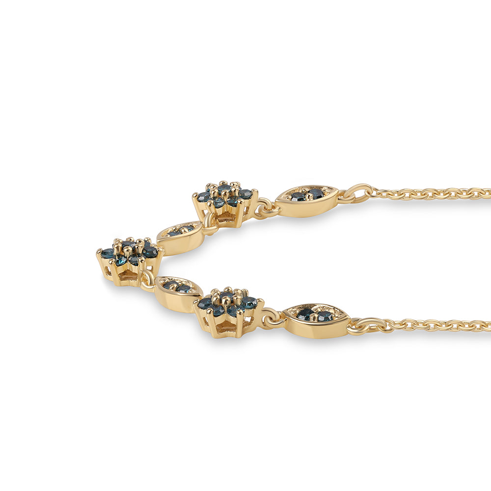 Collar de Plata Bañada en Oro con Diamante Azul 2 