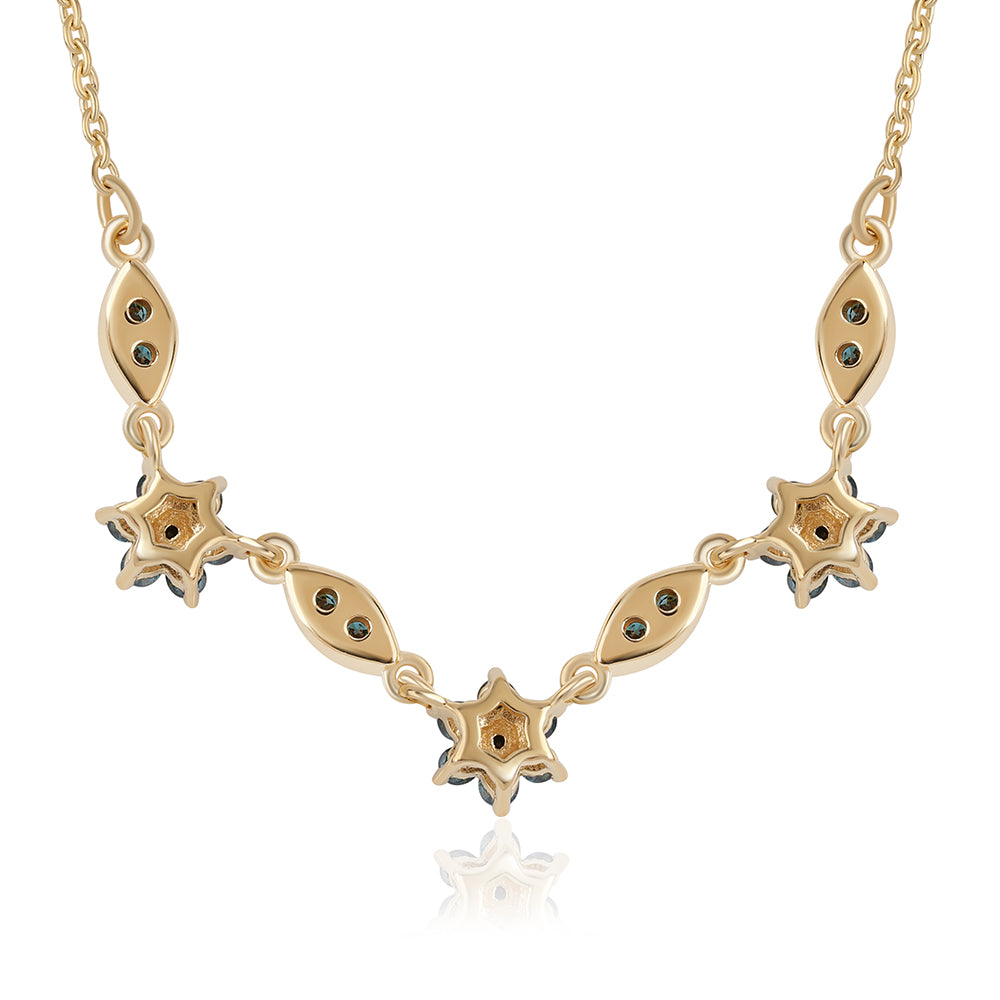 Collar de Plata Bañada en Oro con Diamante Azul 3 