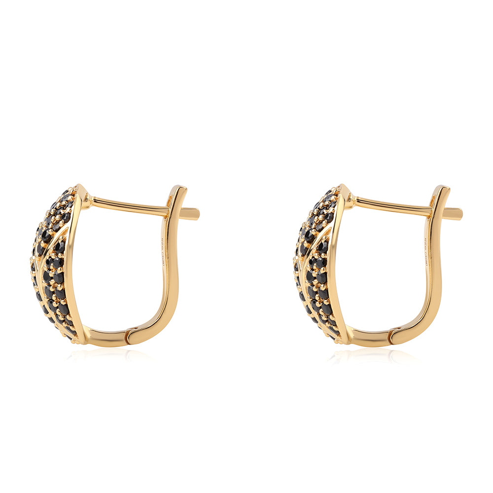 Pendientes de Plata Bañada en Oro con Espinela Negra