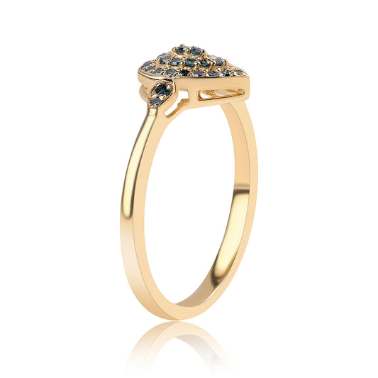 Anillo de Plata Bañada en Oro con Diamante Azul