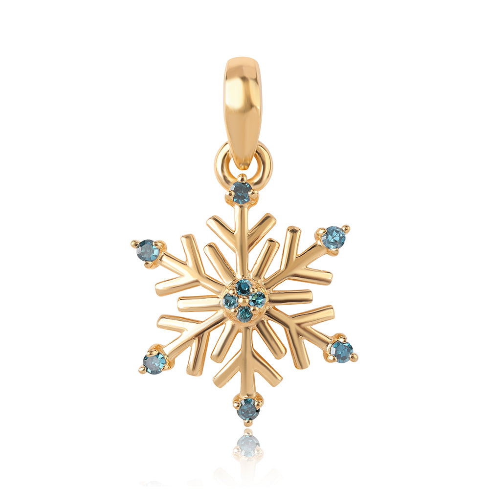 Colgante de Plata Bañada en Oro con Diamante Azul