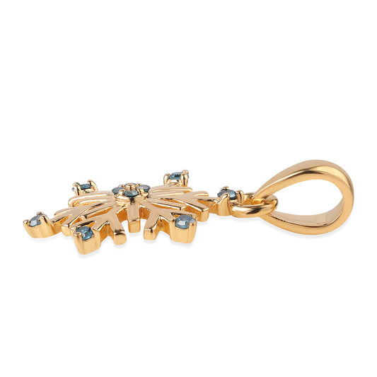 Colgante de Plata Bañada en Oro con Diamante Azul