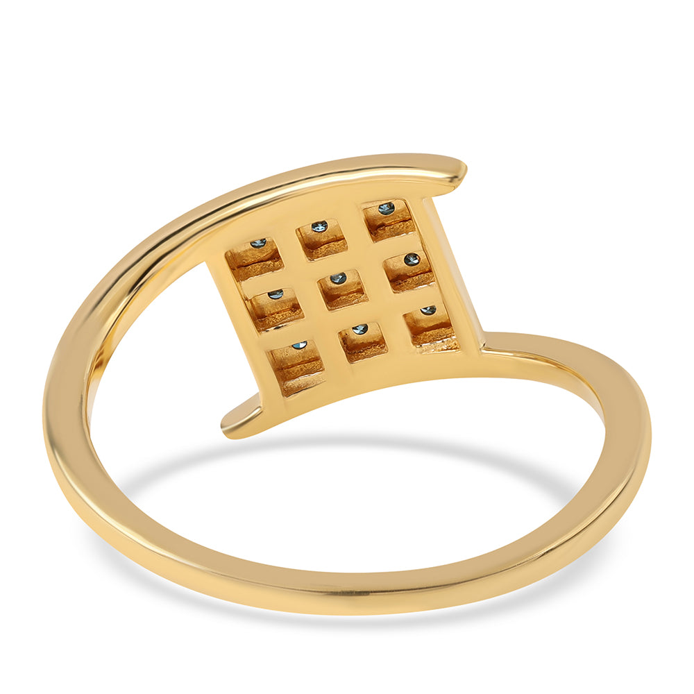 Anillo de Plata Bañada en Oro con Diamante Azul 3 