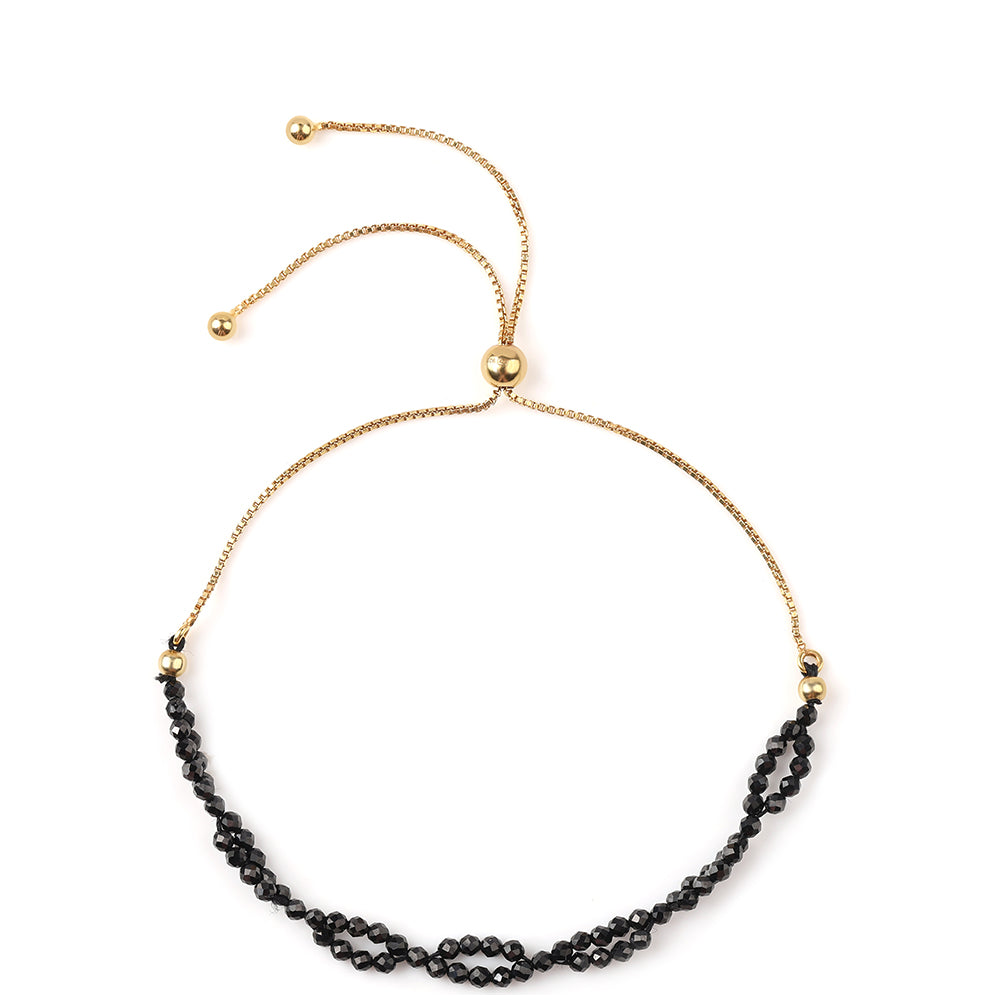 Pulsera de Plata Bañada en Oro con Espinela Negra