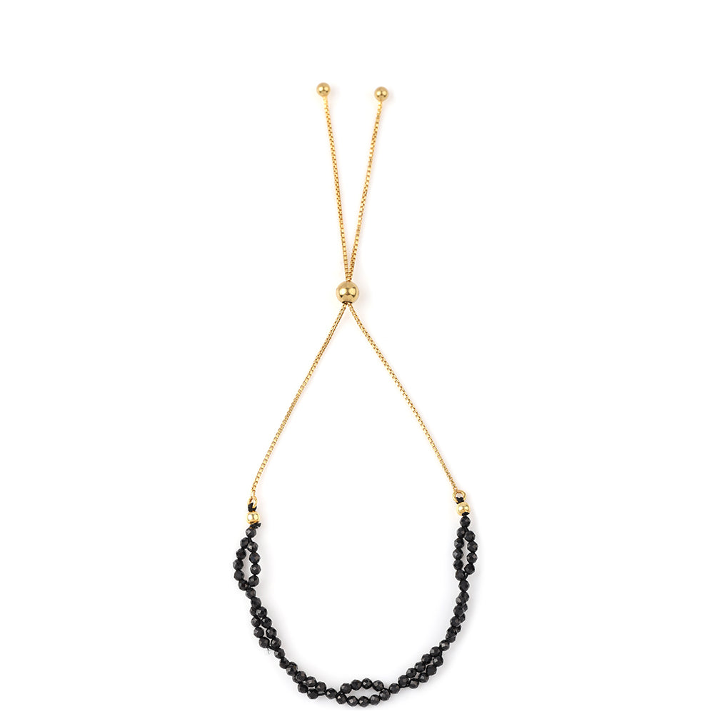 Pulsera de Plata Bañada en Oro con Espinela Negra 3 