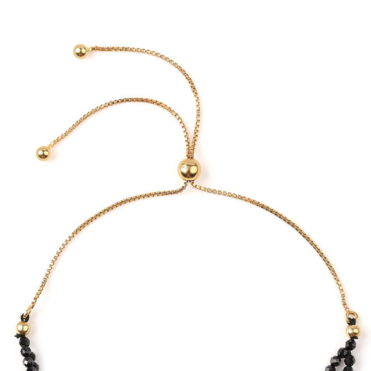Pulsera de Plata Bañada en Oro con Espinela Negra