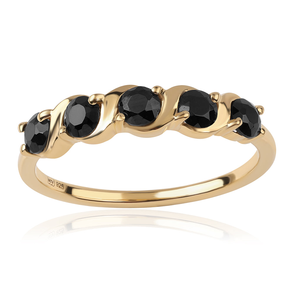 Anillo de Plata Bañada en Oro con Espinela Negra 1 