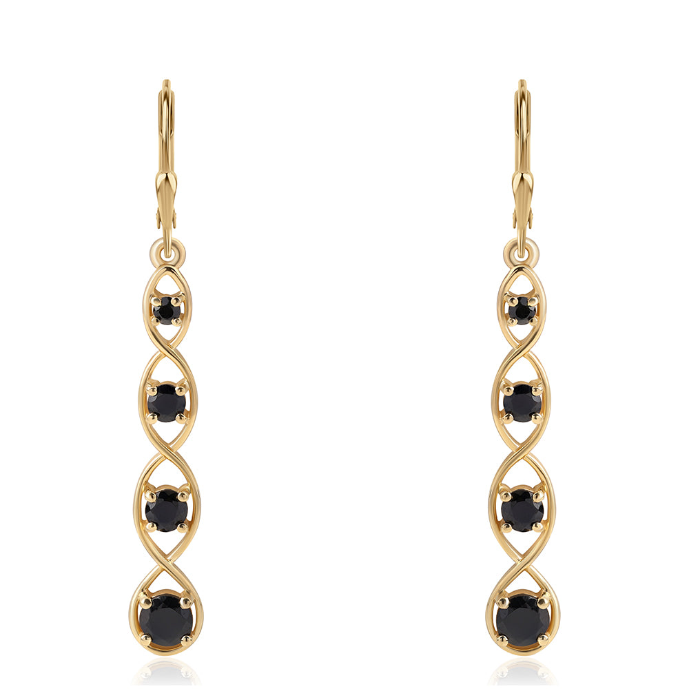 Pendientes de Plata Bañada en Oro con Espinela Negra