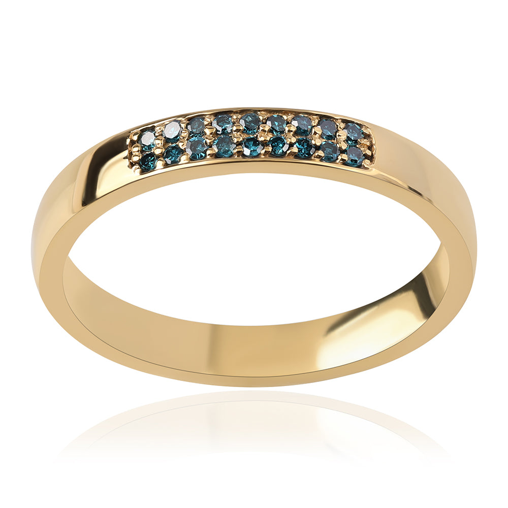 Anillo de Plata Bañada en Oro con Diamante Azul 1 