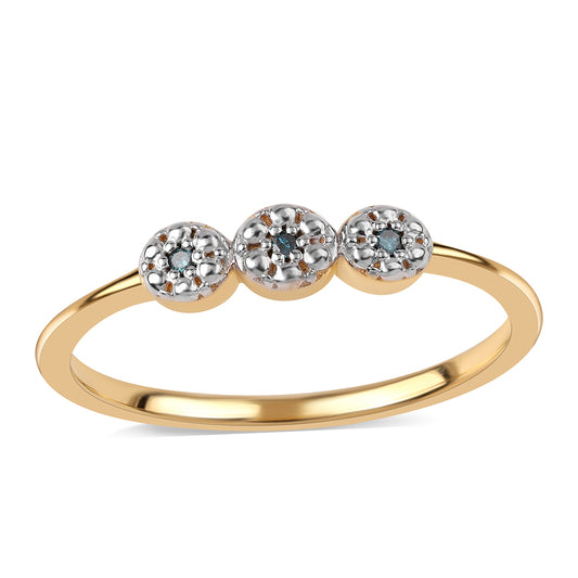 Anillo de Plata Bañada en Oro con Diamante Azul