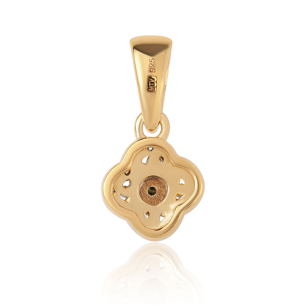 Conjunto de Plata Bañada en Oro con Diamante Azul y Topacio Blanco ( Pendientes +Anillo +Colgante )