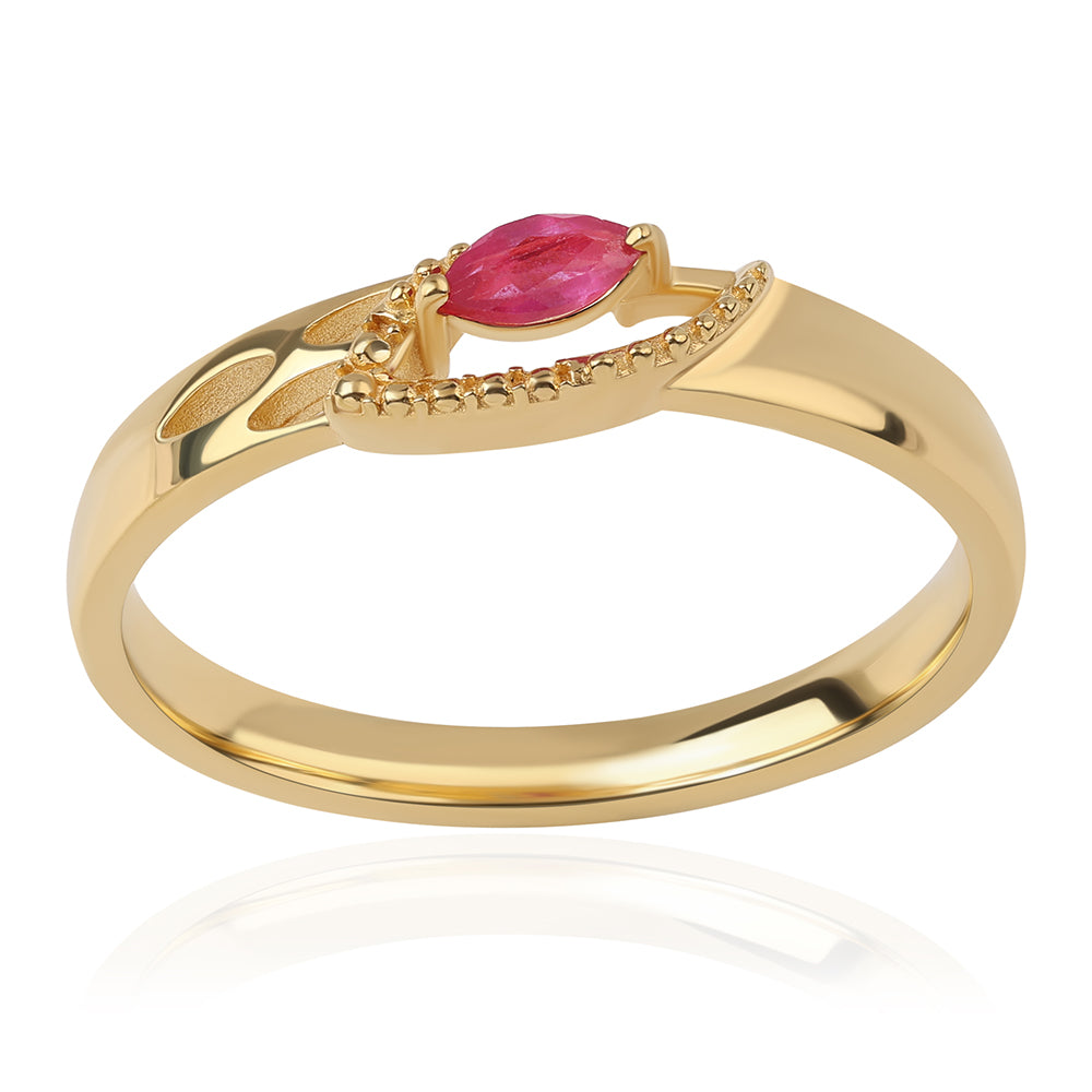 Anillo de Plata Bañada en Oro con Rubí de Mozambique 1 