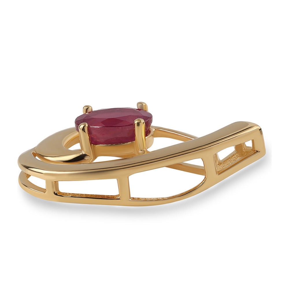 Colgante de Plata Bañada en Oro con Rubí de Mozambique