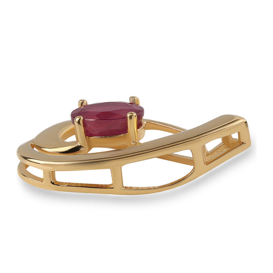 Colgante de Plata Bañada en Oro con Rubí de Mozambique