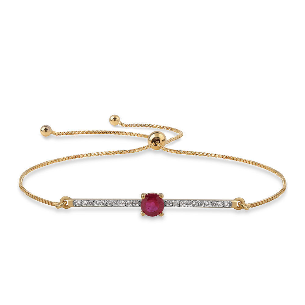 Pulsera de Plata Bañada en Oro con Rubí de Mozambique y Topacio Blanco