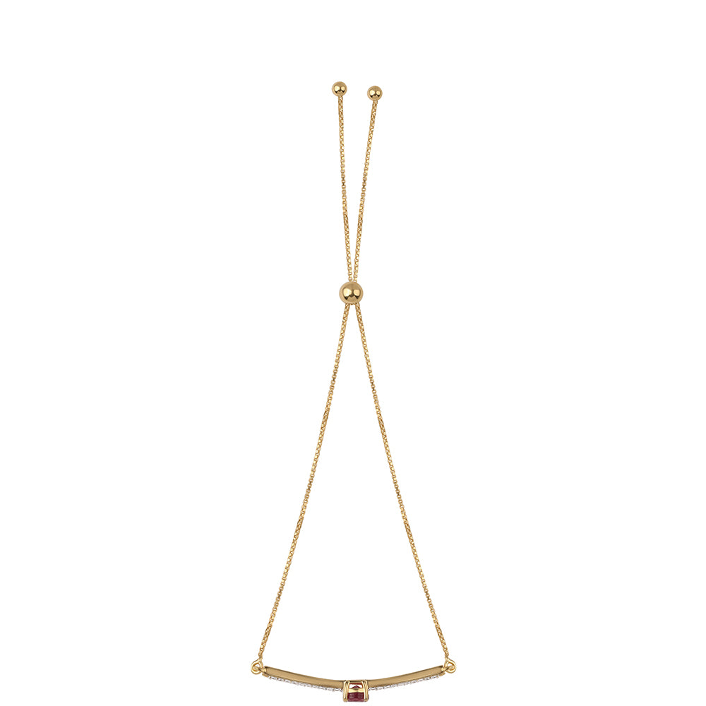 Pulsera de Plata Bañada en Oro con Rubí de Mozambique y Topacio Blanco 3 