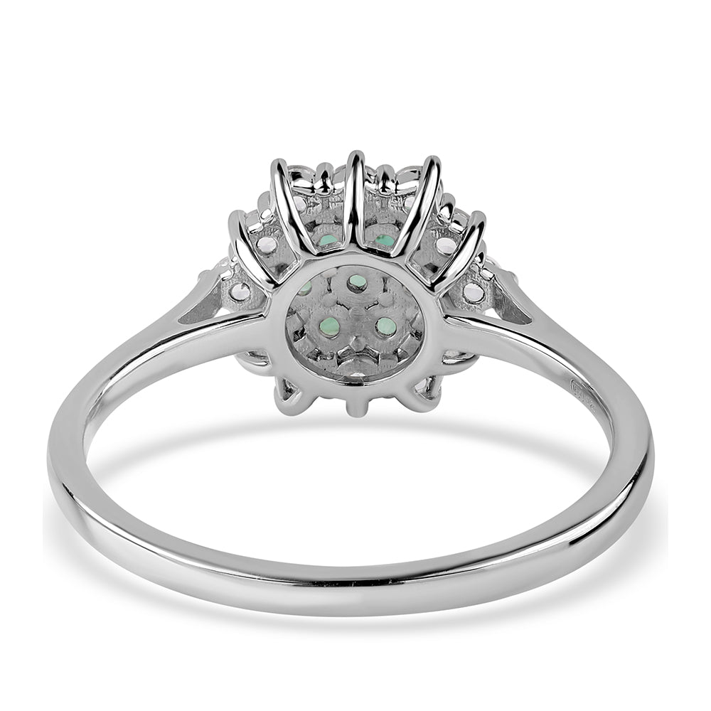 Anillo de Plata con Esmeralda de Brasil y Topacio Blanco 4 