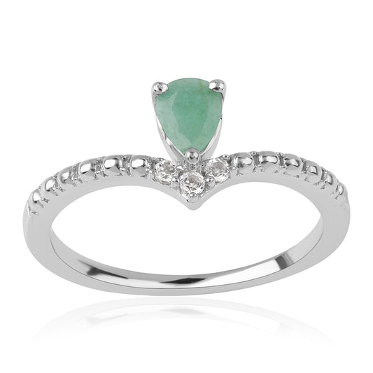 Anillo de Plata con Esmeralda de Brasil y Topacio Blanco