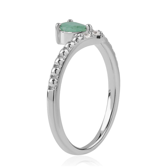 Anillo de Plata con Esmeralda de Brasil y Topacio Blanco