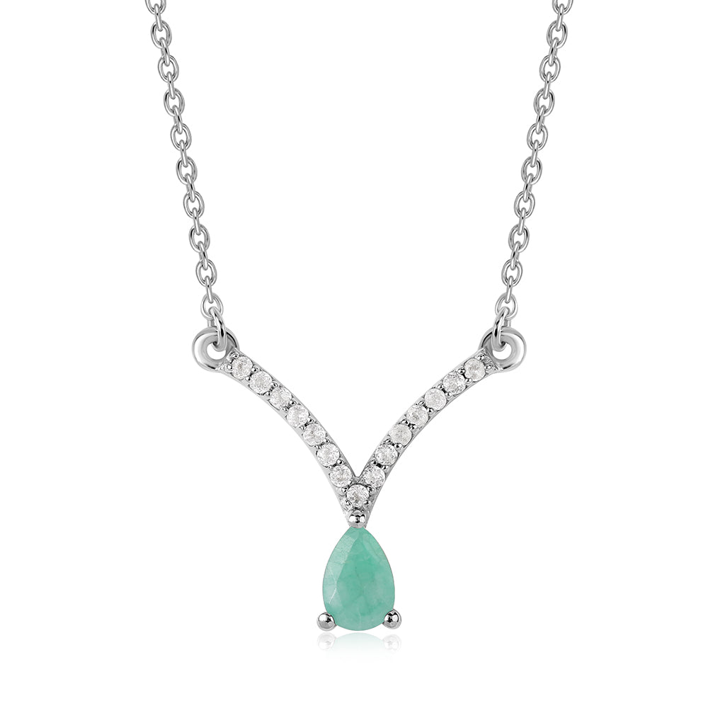 Collar de Plata con Esmeralda de Brasil y Topacio Blanco 1 