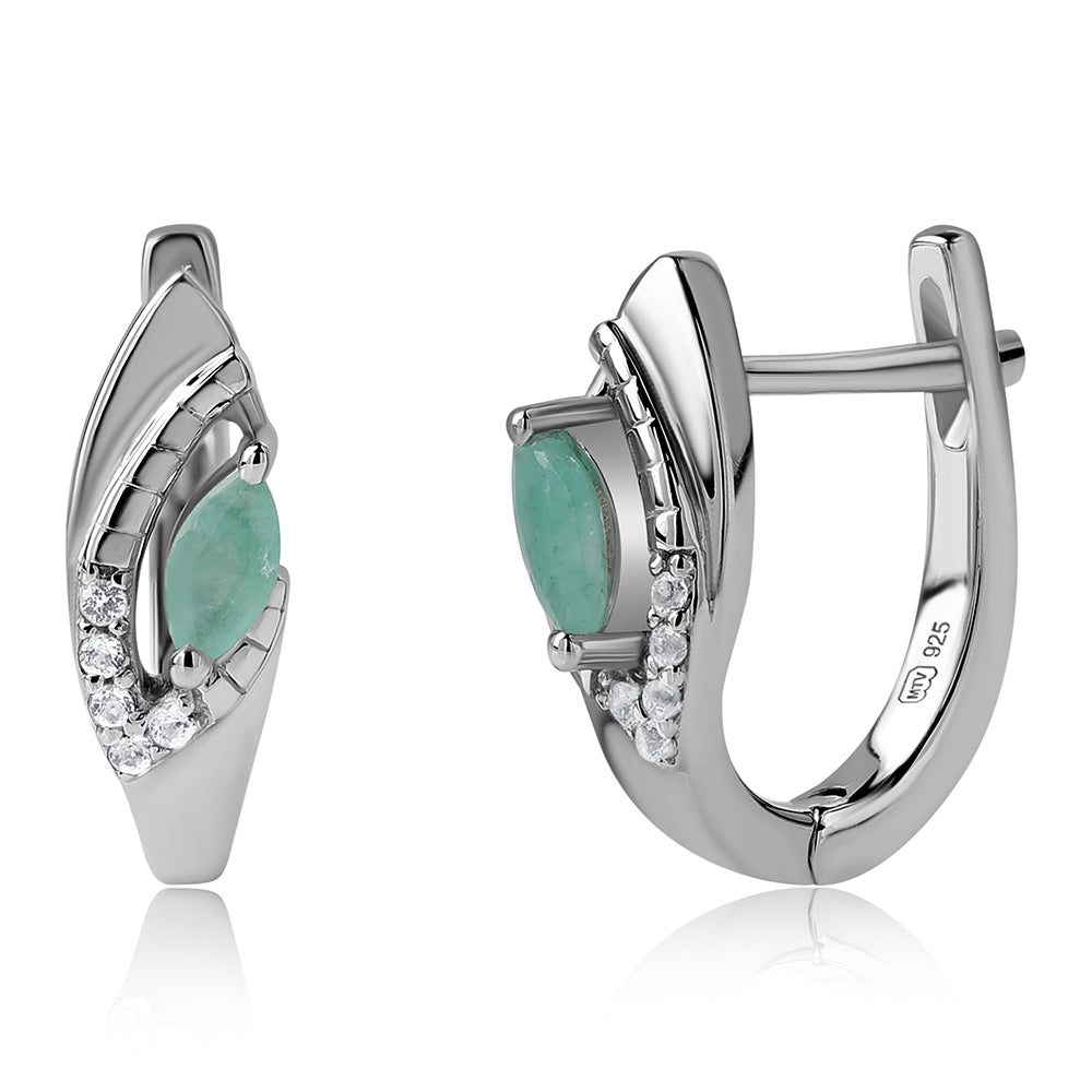 Pendientes de Plata con Esmeralda de Brasil y Topacio Blanco