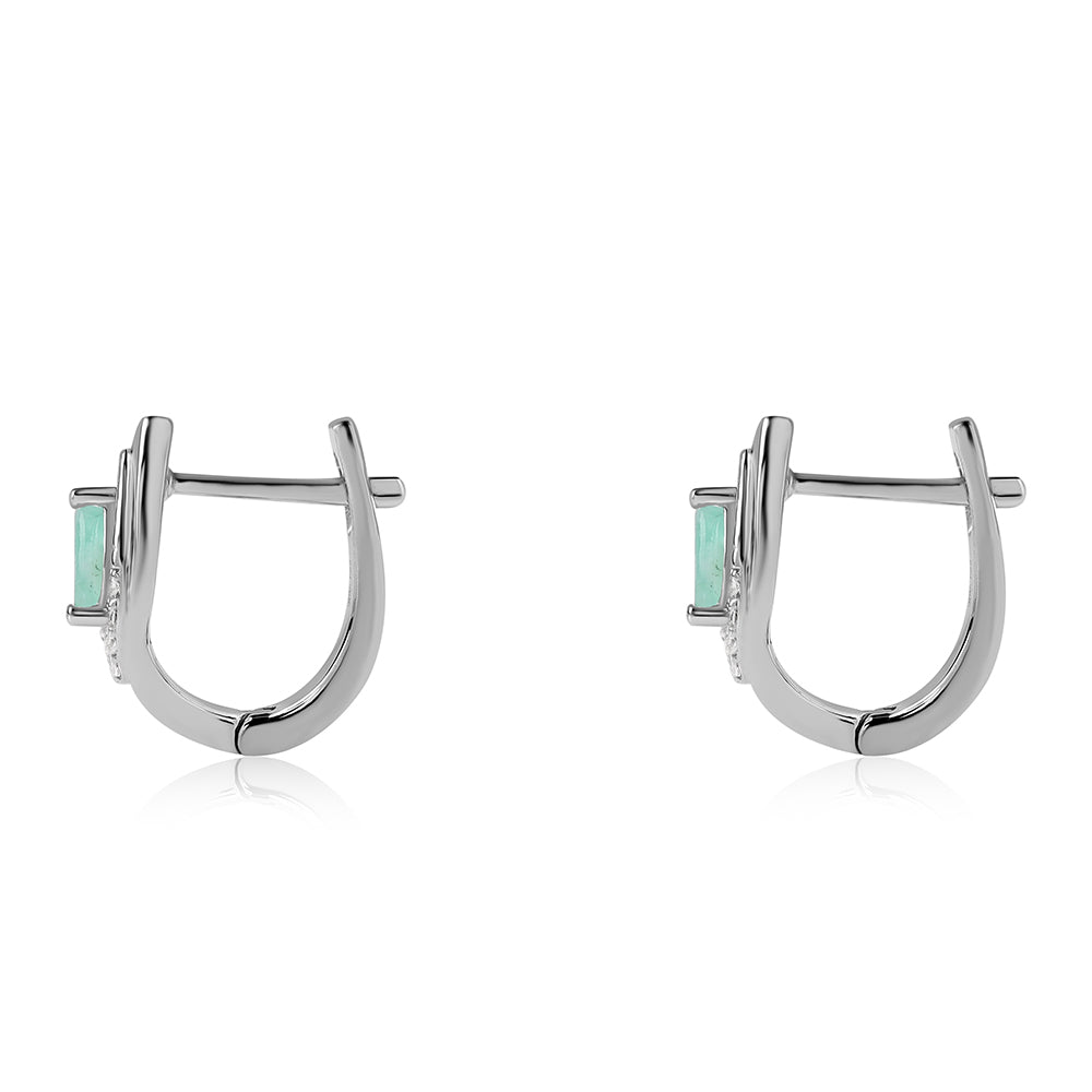 Pendientes de Plata con Esmeralda de Brasil y Topacio Blanco 2 