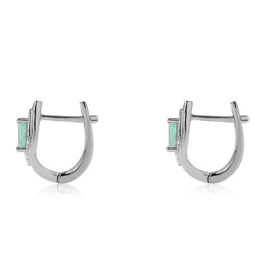 Pendientes de Plata con Esmeralda de Brasil y Topacio Blanco