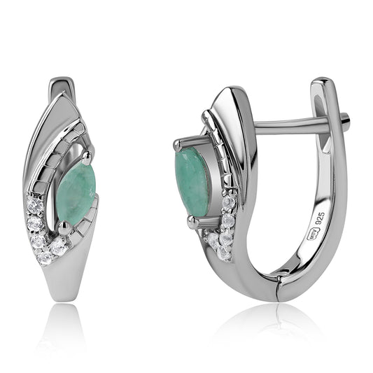Pendientes de Plata con Esmeralda de Brasil y Topacio Blanco