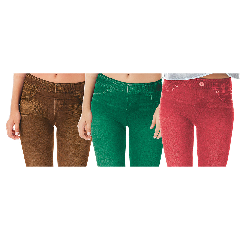 Conjunto de fajas jeggings de verano, en 3 colores: rojo, verde y marrón 3 