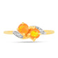 Anillo de Plata Bañada en Oro con Ópalo Fuego y Zircón Blanco