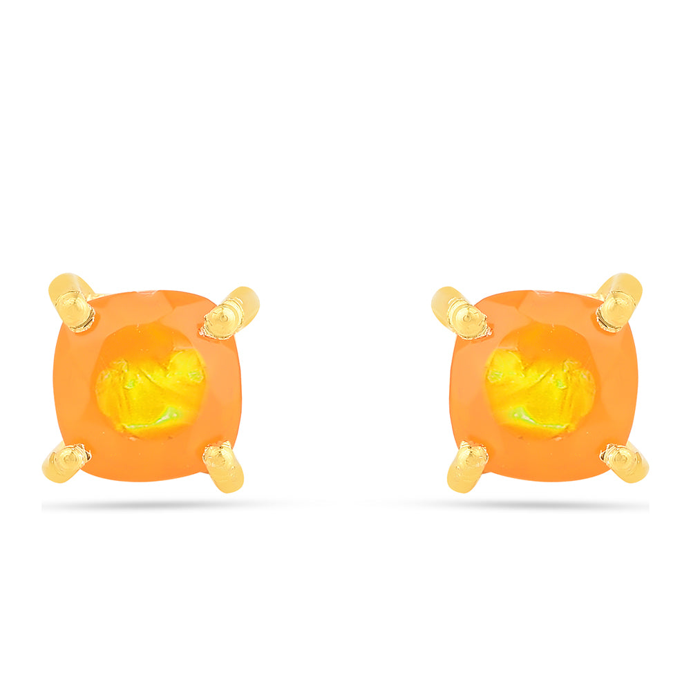 Pendientes de Plata Bañada en Oro con Ópalo Fuego 1 