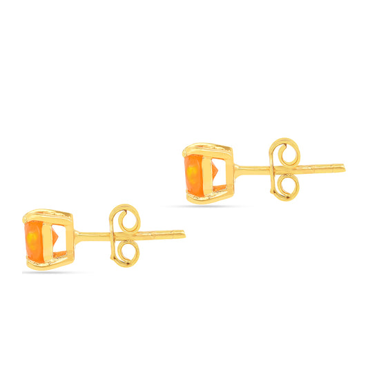 Pendientes de Plata Bañada en Oro con Ópalo Fuego