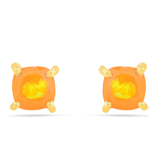 Pendientes de Plata Bañada en Oro con Ópalo Fuego