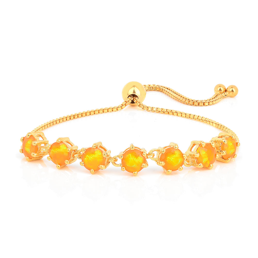 Pulsera de Plata Bañada en Oro con Ópalo Fuego 1 