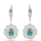 Pendientes de Plata con Turquesa Ostra y Coral Rojo