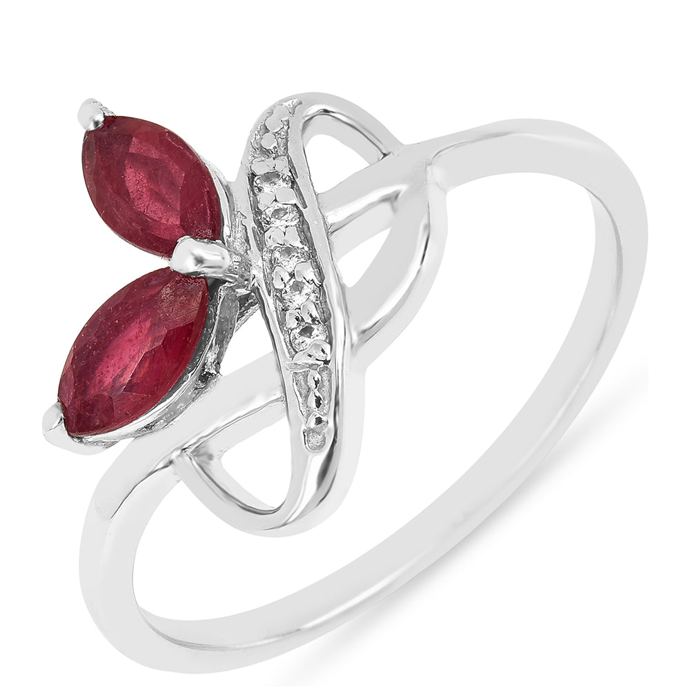 Anillo de Plata con Rubí de Tailandia y Zircón Blanco 1 